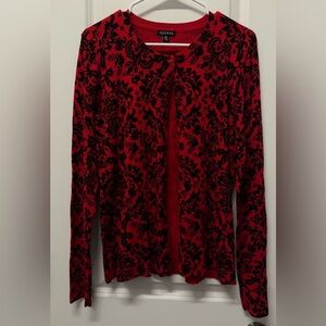 George Elegant Red and Black Patterned Cardigan